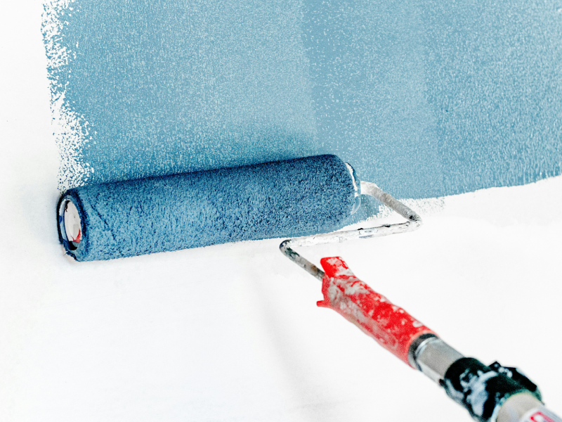 Paint-Roller-With-Blue-Paint